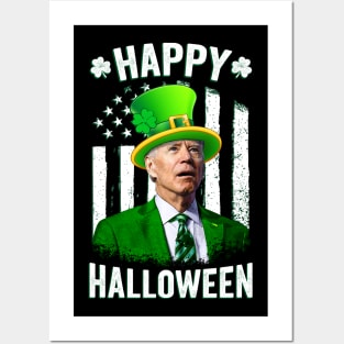 Biden St Patricks Day Happy Halloween Irish American Flag Posters and Art